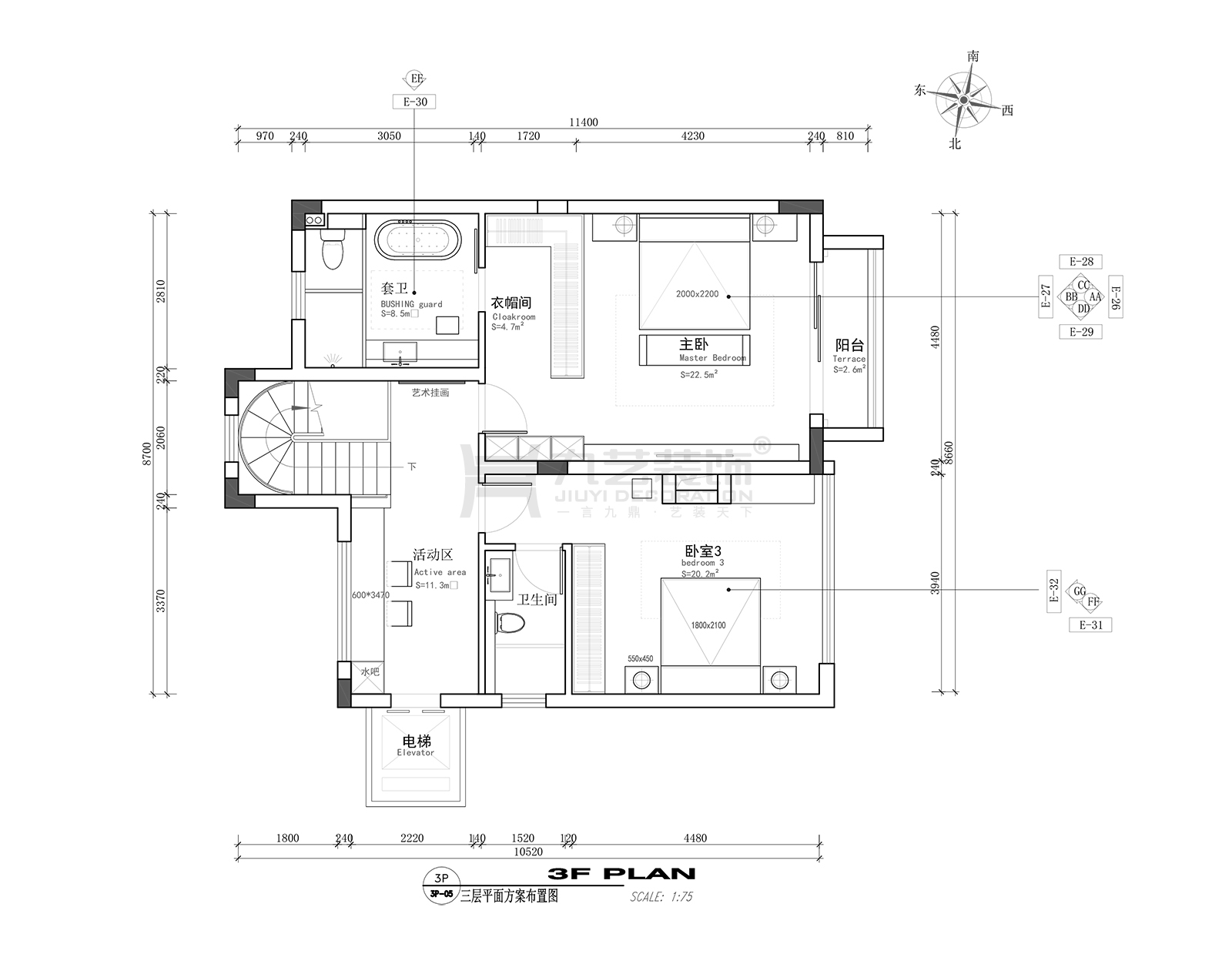 三层平面设计图